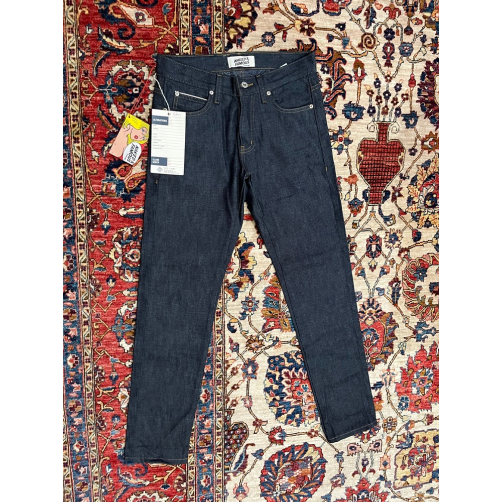 New Naked & Famous Denim Jeans Men’s Slim Raw Selvedge Dark Indigo Japan
Size 30